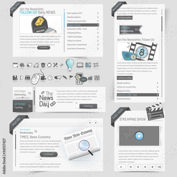 Fototapeta Web site design template elements with icons set