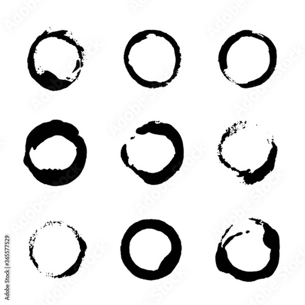 Fototapeta Set of black circular strokes smears, part one