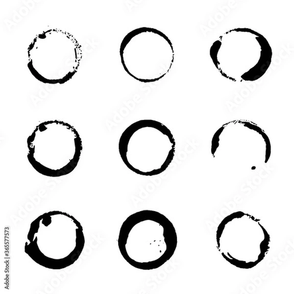 Fototapeta Set of black circular strokes smears, part two
