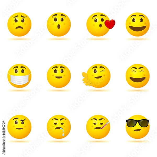 Obraz set of smileys with emotions
