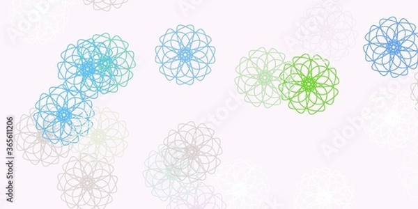 Obraz Light blue, red vector doodle pattern with flowers.
