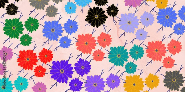 Obraz abstract watercolor background with flowers design for textile