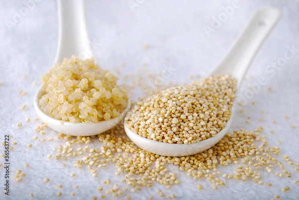 Obraz Cooked and uncooked quinoa