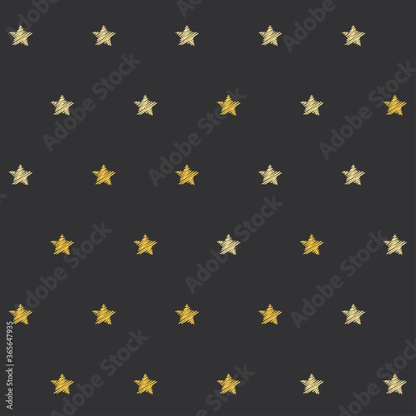 Fototapeta Embroidery stars pattern. Embroidered starry background. Stitch effect seamless vector pattern. Illustration with embroider star sparkles. Cosmic abstract graphic design.