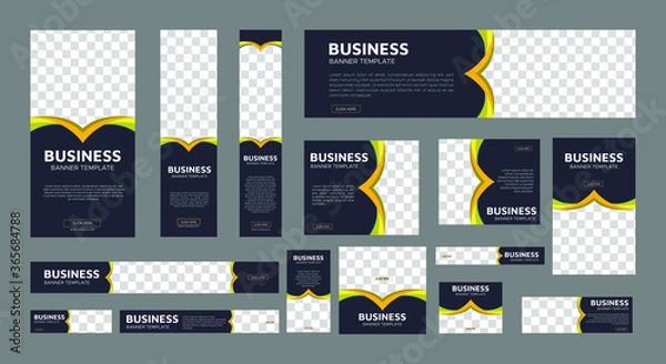 Fototapeta set of creative web banners of standard size with a place for photos. Business ad banner. Vertical, horizontal and square template. vector illustration EPS 10