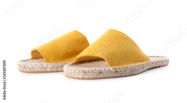 Fototapeta Slide sandals isolated on white. Beach accessory
