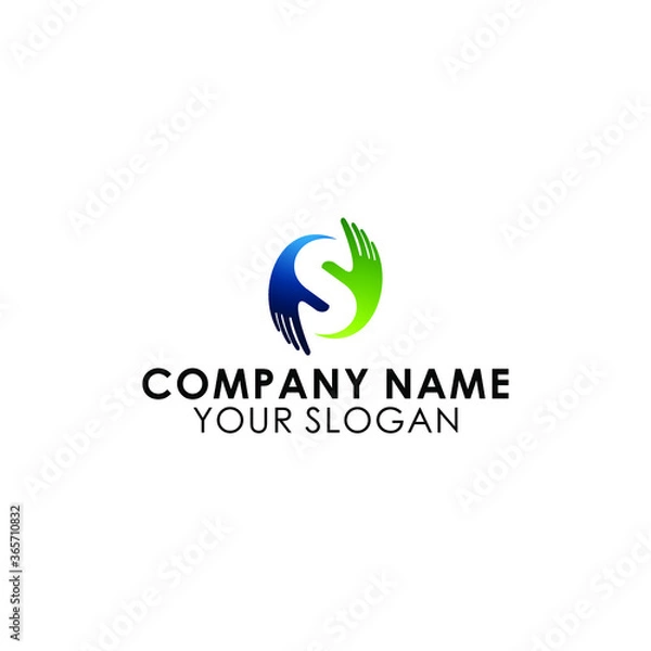 Fototapeta Supports Abstract Vector Signs, Symbols or Logo Templates. Silhouette Handshake Incorporated in Letter S. Remote Concept.