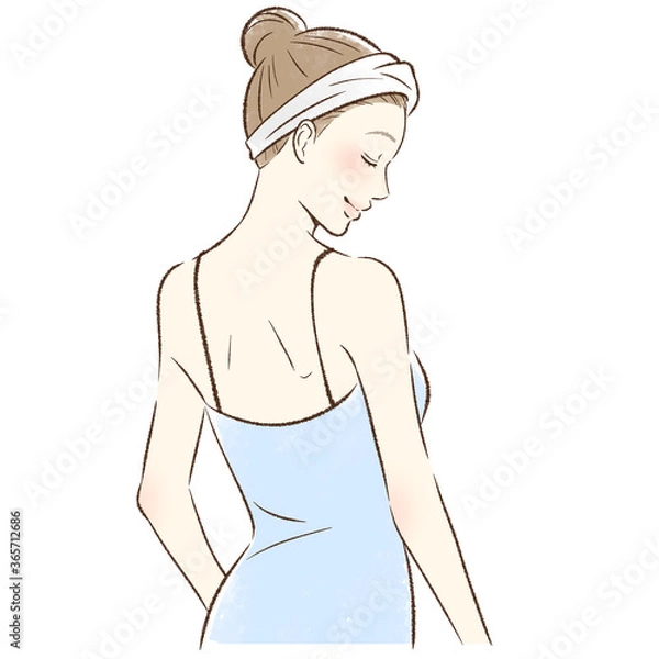 Fototapeta 笑顔で背中を向ける女性