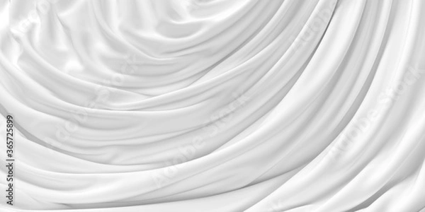 Fototapeta White pleated cloth background, 3d rendering.