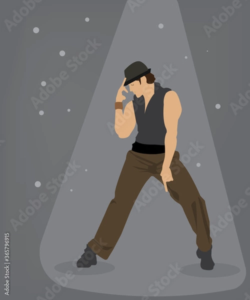 Obraz An actor with a stylish hat performing modern bollwood style dancing. Indian cinema style bollywood dancer.