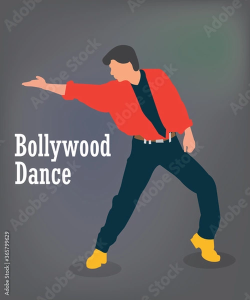 Fototapeta Vector artwork of an Indian actor performing a bollywood style dance. Bollywood style dancing.
