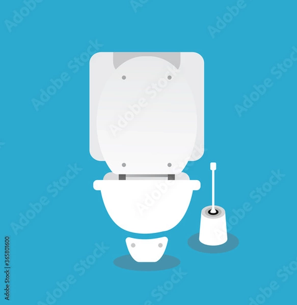 Fototapeta Toilet bowl with wc paper and wc brush