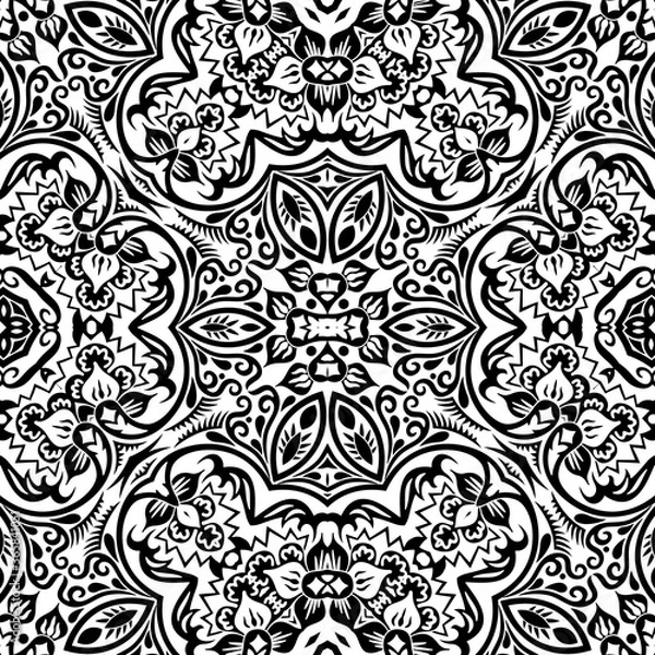 Fototapeta Vector ethnic hand drawn ornamental background.