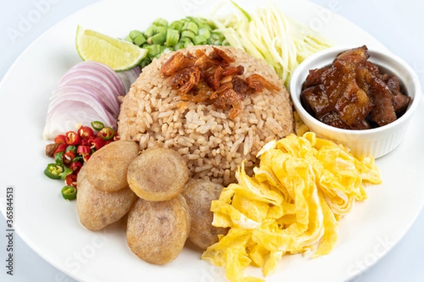Obraz thai fried rice with shrimp paste, khao kluk kapi