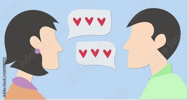 Fototapeta Man and woman talk about their feelings to each other