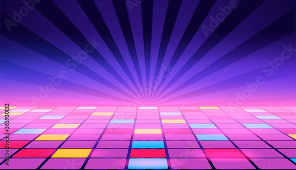Fototapeta Illustration of a dance floor amongst starry open space. Vector.