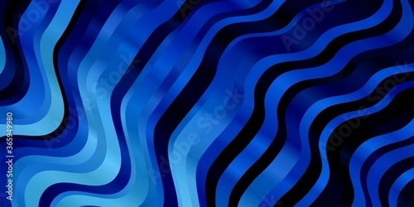 Fototapeta Dark BLUE vector background with bent lines. Colorful illustration with curved lines. Design for your business promotion.