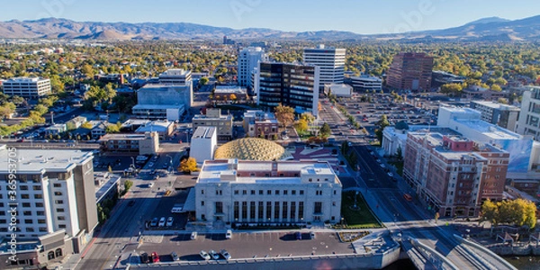 Obraz Daytime aerial Drone photos of Downtown Reno Nevada