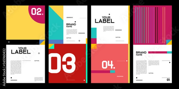 Fototapeta Vector brand label, banner and social media post layout design template

