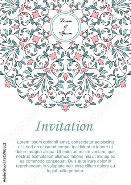 Fototapeta Floral pattern for invitation or greeting card