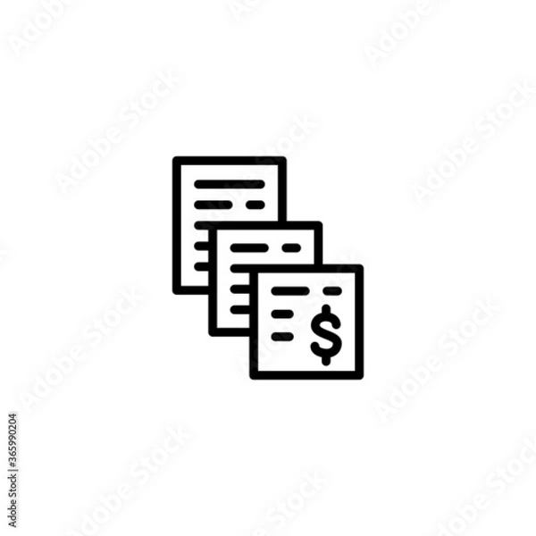 Fototapeta Bill icon  in black line style icon, style isolated on white background