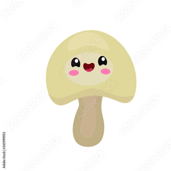 Obraz vector illustration with a mushroom. vegetables icon. cartoon flat style. stickers