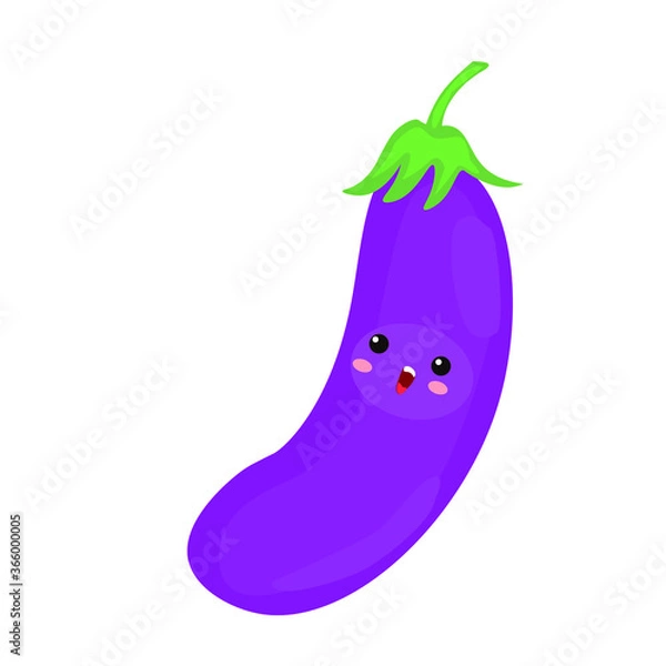 Obraz vector illustration with a eggplant . vegetables icon. cartoon flat style. stickers