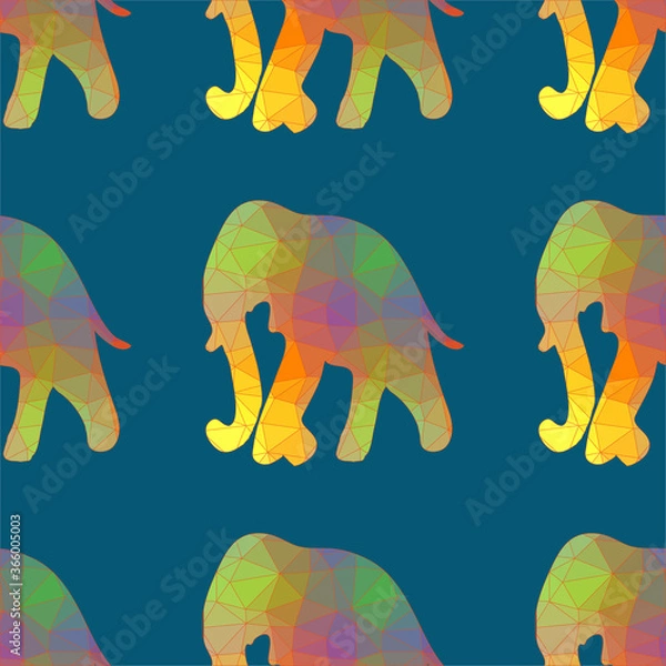 Obraz Seamless vector brush pattern with elefants.