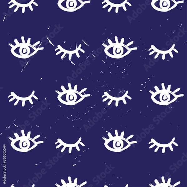 Obraz Seamless vector brush eye pattern.