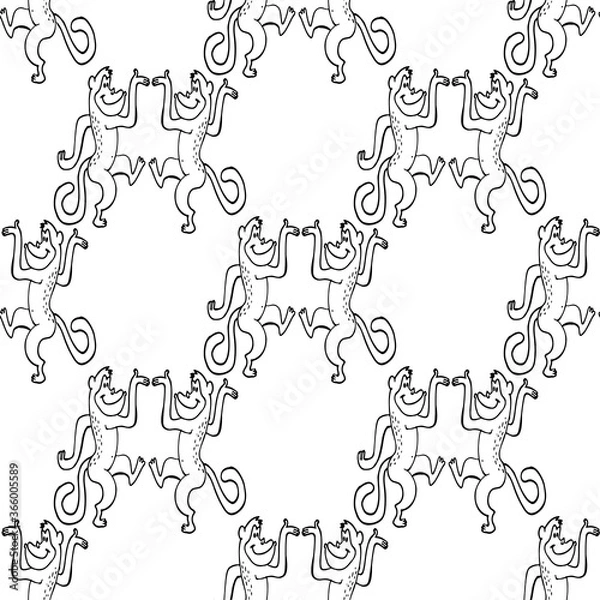 Obraz Seamless vector brush monkey pattern.