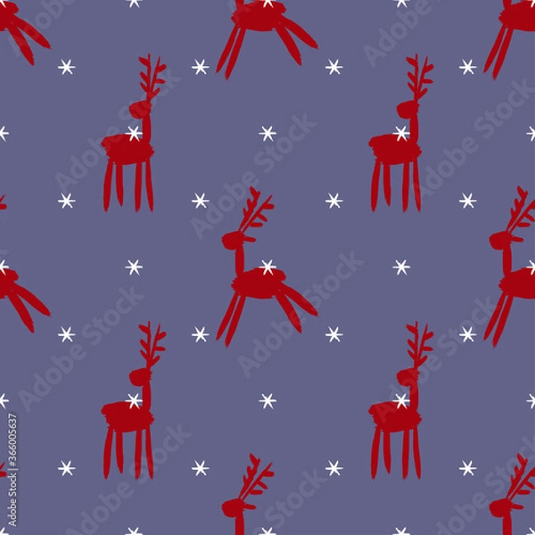 Obraz Seamless vector brush pattern with deers.