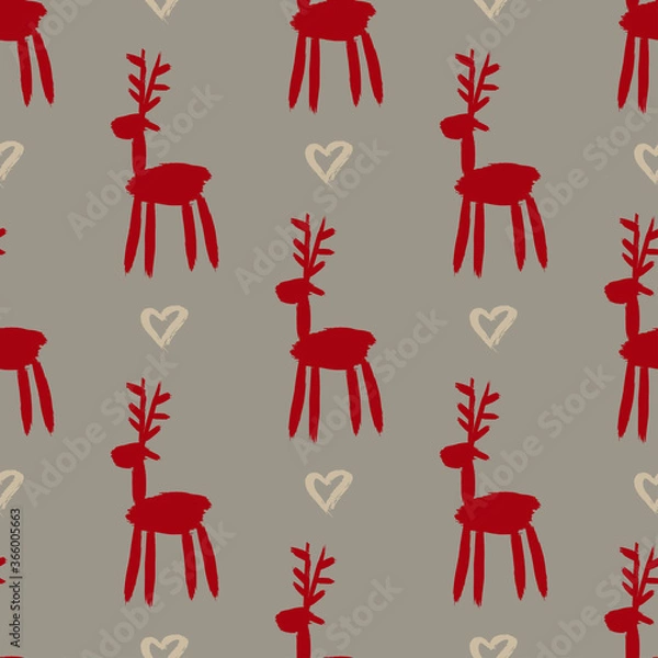 Obraz Seamless vector brush pattern with deers.