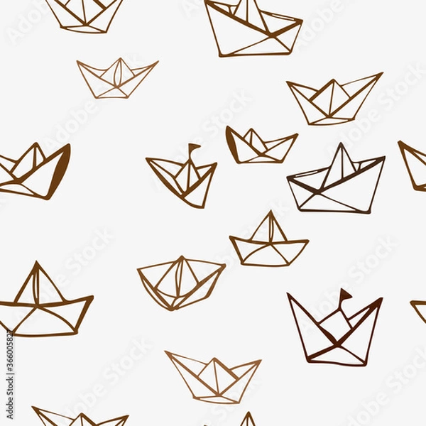 Obraz Seamless hand drawn pattern with paper boats