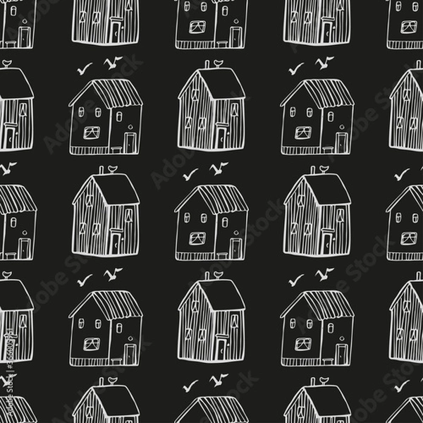 Obraz Seamless vector pattern with houses.