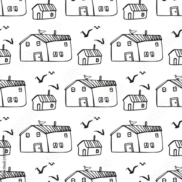 Obraz Seamless vector pattern with houses.