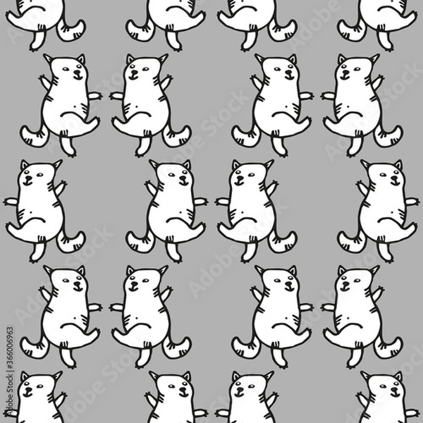 Obraz Seamless hand drawn pattern with cats.