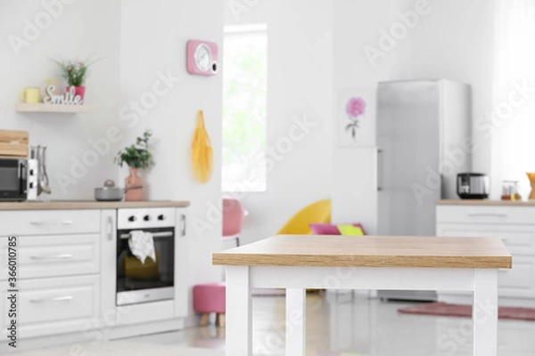 Fototapeta Clean table in interior of modern kitchen