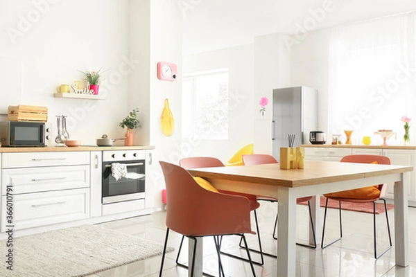 Obraz Clean dining table in modern kitchen