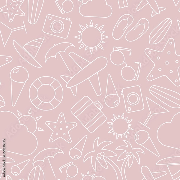 Obraz Vacation - Vector background (seamless pattern) of travel, holiday day for graphic design