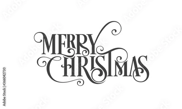 Fototapeta Merry Christmas beautiful lettering design isolated on white background.