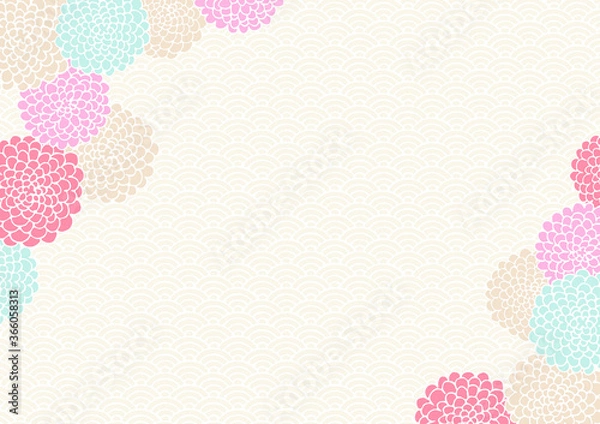 Obraz 菊と青海波　背景