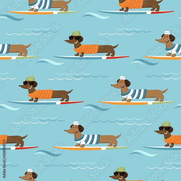 Obraz Dachshund vacation pattern