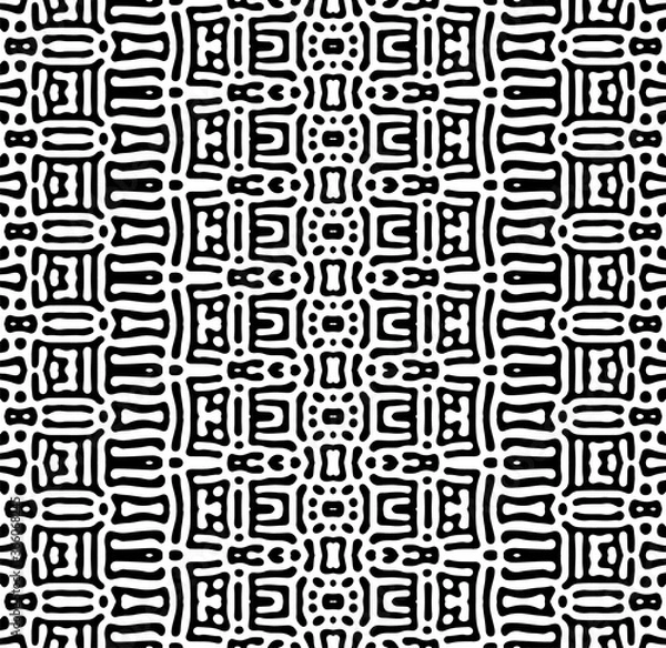 Fototapeta Intricate geometric pattern in classic black and white seamless pattern vector background.