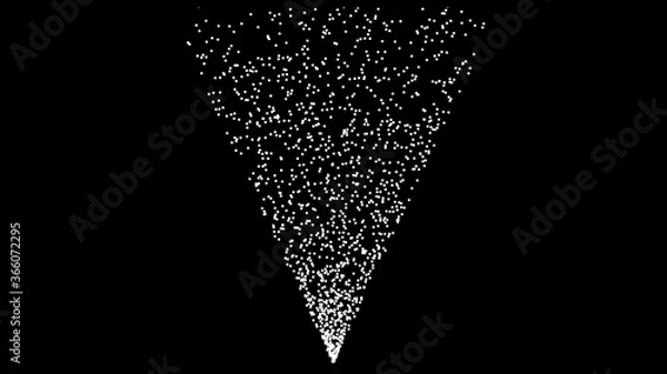 Fototapeta white particle pyramid shape on black background