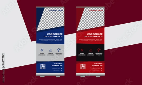 Fototapeta Business Roll up banner vertical template design, for brochure, business, flyer, infographics. modern x-banner and flag-banner advertising. vector illustration
