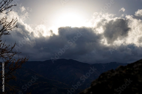 Obraz dark clouds over the mountains
