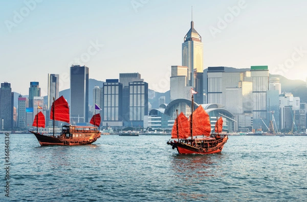 Obraz Hong Kong harbour in sunset time