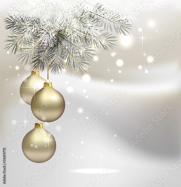 Obraz light Christmas background with silver evening balls