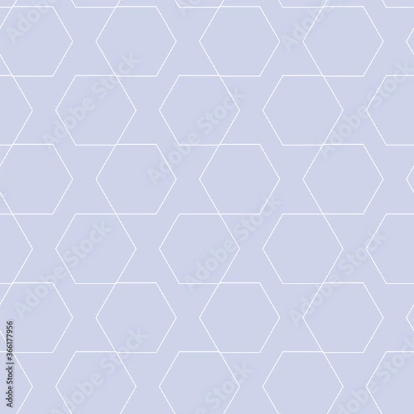 Fototapeta abstract simple white blue background hand drawn linear hexagons vector seamless pattern design