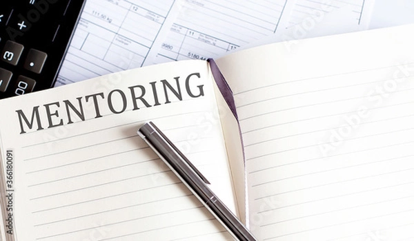 Obraz Notebook with Toolls and Notes about MENTORING